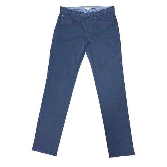 Peter Millar Men's Sateen Stretch Cotton 5-Pocket Pants Sz 32 Navy Blue Mid Rise - Picture 1 of 6